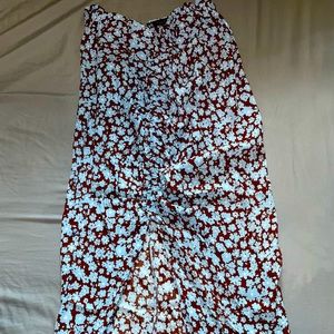 Zara long skirt brown and blue flowers pattern